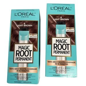 L'Oreal Paris Magic Root Permanent Hair Color Light Brown #6 Gray Coverage Set 2